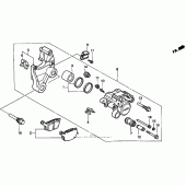 Схема вузла: Задній гальмівний супорт для Honda VT1100 Shadow ACE Tour