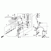 Схема вузла: Гальмівний циліндр переднього тормозаr (1) для Honda CBR1000 CBR1000RR Fireblade