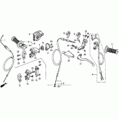 Схема вузла: Ручка керма і Пульт керування рульової і Троси для Honda CR250
