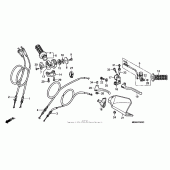 Схема вузла: Ручка керма і Пульт керування рульової і Троси для Honda XR650
