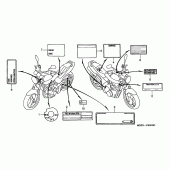 Схема узла: Информационные наклейки (1) для Honda CB600F Hornet