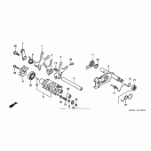 Схема вузла: Копірний вал & Вилки & Вал перемикання для Honda XR650