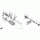 Схема вузла: Копірний вал і Вилки і Вал перемикання для Honda XR250