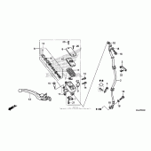 Схема вузла: Передній гальмівний циліндр (1) для Honda NC700