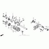 Схема вузла: Копірний вал і Вилки і Вал перемикання для Honda XR600