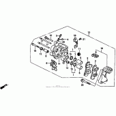 Схема вузла: Передній гальмівний супорт 87-93 для Honda VT1100 Shadow