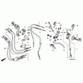 Схема вузла: Ручка керма & Пульт управління рульовой & Троси для Honda CRF150 CRF150RB
