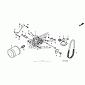 Схема узла: Масляный фильтр + маслонасос для Honda VT1300 Interstate