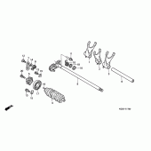 Схема вузла: Копірний вал і Вилки і Вал перемикання для Honda VT125 Shadow