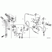 Схема вузла: Ручка керма & Пульт управління рульовой & Троси для Honda CRF250 CRF250R