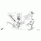 Схема вузла: Гальмівний циліндр переднього тормозаr (1) для Honda VT1300 Fury