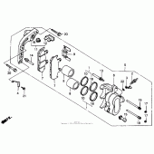 Схема вузла: Передній гальмівний супорт для Honda VT600 Shadow VLX