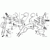 Схема вузла: Ручка керма і Пульт керування рульової і Троси (CL / DK / ED / U) для Honda XR250