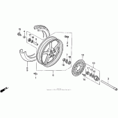 Схема вузла: Переднє колесо для Honda CB750 Nighthawk
