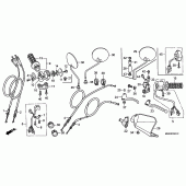 Схема вузла: Ручка керма & Пульт управління рульовой & Троси (DK / ED / U) для Honda XR650