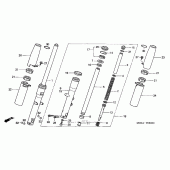 Схема вузла: Вилка передньої осі для Honda VT1100 Shadow Sabre