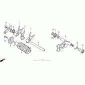Схема вузла: Копірний вал і Вилки і Вал перемикання для Honda XR250