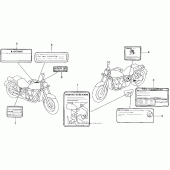 Схема вузла: Vt1100c2caution label для Honda VT1100 Shadow ACE