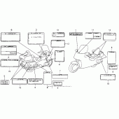 Схема узла: Предостерегающие наклейки (1) для Honda GL1500 Gold Wing Aspencade