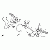 Схема узла: Ручка руля и Пульт управления рулевой и Тросики для Honda CBR600 CBR600F
