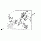 Схема вузла: Лівий-передній гальмівний супорт (1) для Honda VFR800 Interceptor