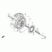 Схема узла: Передние колесо для Honda VF750 Magna