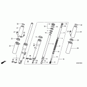 Схема узла: Вилка передней оси для Honda VT750 Shadow Aero