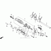 Схема узла: Копирный вал и Вилки и Вал переключения для Honda VFR750F VFR750R (RC30)