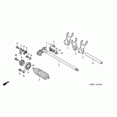 Схема узла: Копирный вал & Вилки & Вал переключения для Honda VT125 Shadow