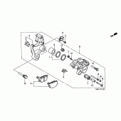 Схема вузла: Задній гальмівний супорт для Honda VT1100 Shadow ACE