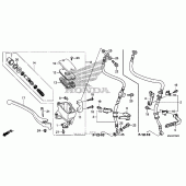 Схема узла: Передний тормозной цилиндр (1) для Honda VT750 Shadow Aero