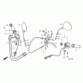 Схема узла: Ручка руля & Пульт управления рулевой & Тросики для Honda VT750 Shadow Spirit