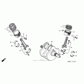 Схема вузла: Колінчастий вал і Поршень для Honda VT750 Shadow Deluxe