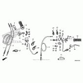 Схема вузла: Ручка керма & Пульт управління рульовой & Троси для Honda CRF230 CRF230F