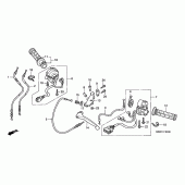 Схема узла: Ручка руля и Пульт управления рулевой и Тросики (1) для Honda CBR600 CBR600F