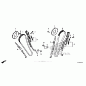 Схема вузла: Ланцюг ГРМ & Натяжник & Заспокоювач для Honda VT750 Shadow Aero