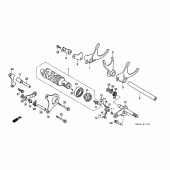 Схема вузла: Копірний вал і Вилки і Вал перемикання для Honda CBR1000 CBR1000F