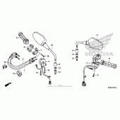 Схема вузла: Switch + cable + mirror для Honda CB1000 CB1000R