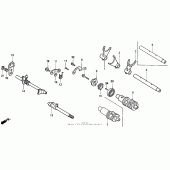 Схема вузла: Копірний вал і Вилки і Вал перемикання для Honda VT1100 Shadow