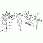 Схема вузла: Ручка керма & Пульт управління рульовой & Троси (04-) для Honda CRF450 CRF450R