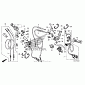 Схема вузла: Ручка керма & Пульт управління рульовой & Троси для Honda CRF250 CRF250X