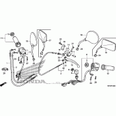 Схема вузла: Ручка керма & Пульт управління рульовой & Троси для Honda VT750 Shadow Aero
