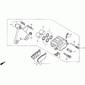Схема вузла: Задній гальмівний супорт для Honda GL1500 Valkyrie Tourer