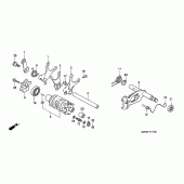 Схема вузла: Копірний вал і Вилки і Вал перемикання для Honda NX650 Dominator