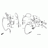Схема узла: Ручка руля & Пульт управления рулевой & Тросики для Honda CBF125
