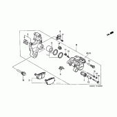 Схема вузла: Задній гальмівний супорт для Honda VT1100 Shadow Sabre
