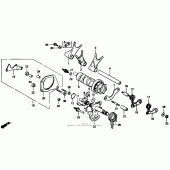 Схема узла: Копирный вал и Вилки и Вал переключения для Honda VTR250 VTR