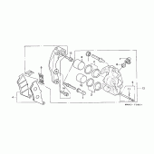 Схема узла: Передний тормозной суппорт (2) для Honda NX500 Dominator