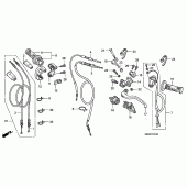 Схема вузла: Ручка керма & Пульт управління рульовой & Троси (CRF450R4,5,6,7,8) для Honda CRF450 CRF450R
