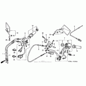 Схема узла: Ручка руля & Пульт управления рулевой & Тросики для Honda VT600 Shadow VLX Deluxe